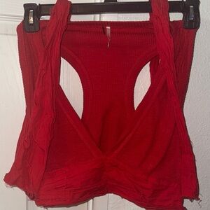 Free People Red Cutout Blouse